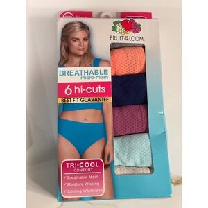 Fruit Of The Loom Hi-Cuts Underwear Women Size 7/Large Micro-Mesh Breathable New